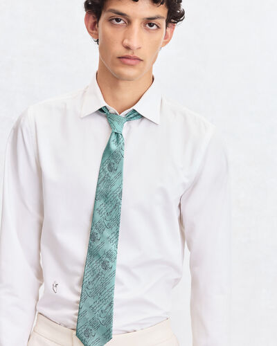 Classic Scritto Pattern Tie, Aquamarine, hi-res