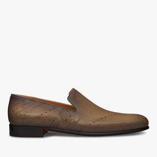 Galet Scritto Leather Slipper, OLIVE, hi-res