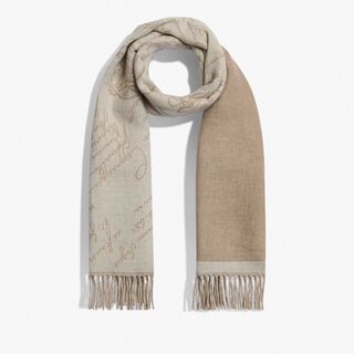 Scritto图纹羊绒围巾, ECRU / WARM BEIGE, hi-res