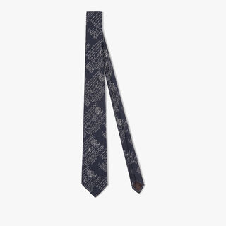 Cashmere & Silk Scritto Tie, WARM BLUE, hi-res