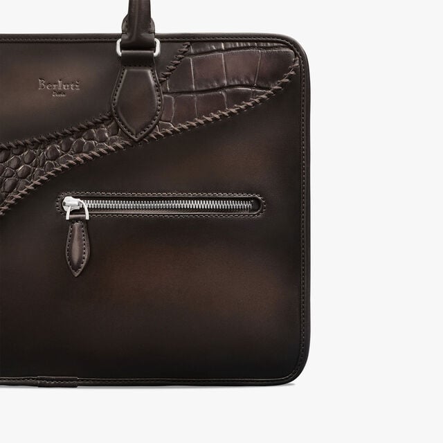 Un Jour Mini Calf And Alligator Leather Briefcase, VIGOGNA, hi-res 5