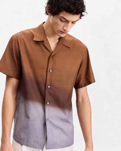 Patina Effect Short-Sleeves Shirt, Toffee Mist Patina, hi-res