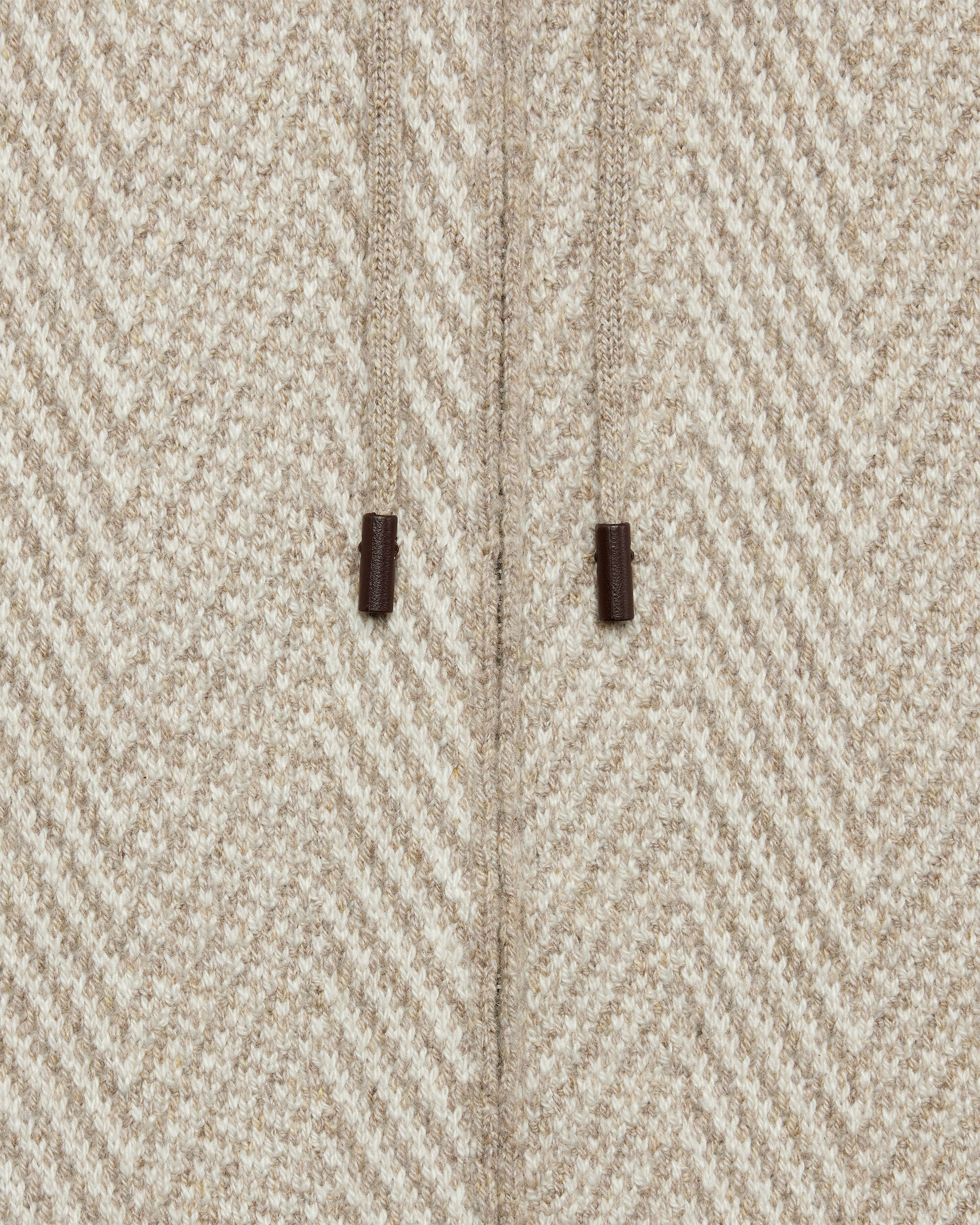 Pull Zipp&eacute; &agrave; Chevrons avec Tirette de zip en Cuir, Warm Beige, Image 2
