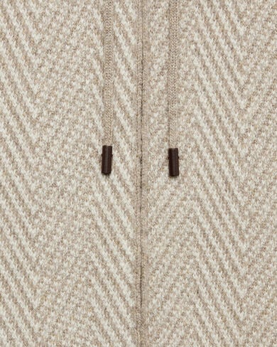 レザージッププラー ヘリンボーン パーカー, Warm Beige, hi-res