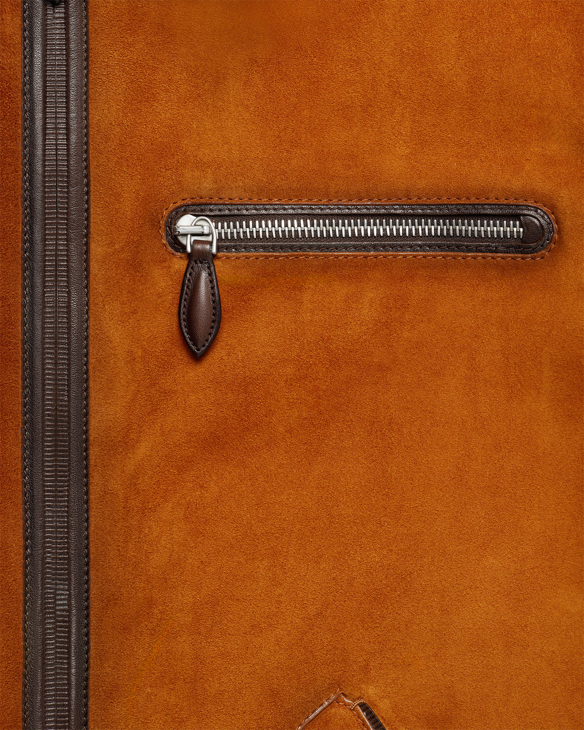 Leather Patina Un Jour Shearling Blouson, Amber Brown, Image 2