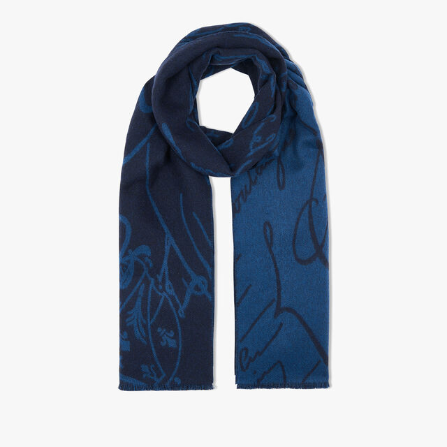 Wool Scritto Scarf, COLD NIGHT BLUE, hi-res 1