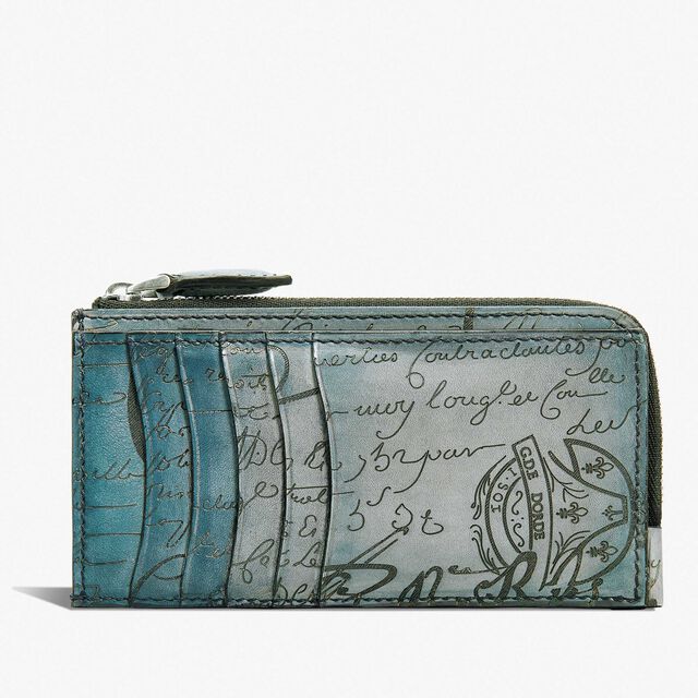 Koa Maxi Scritto Leather Long Zipped Card Holder, STONE DENIM, hi-res 1