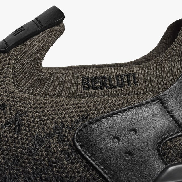 Shadow Scritto Knit And Lagoon Calf Sneaker, GRADIANT DARK BLACK + GREEN, hi-res 7
