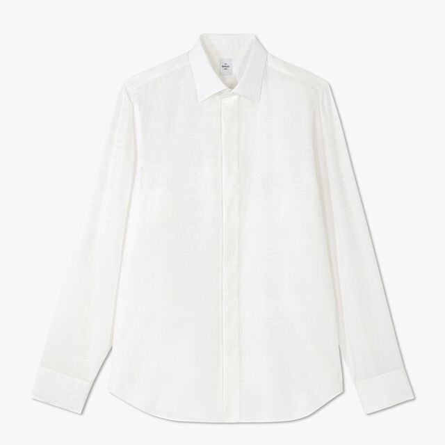 Chemise Andy En Coton Et Soie Scritto, BLANC OPTIQUE, hi-res 1