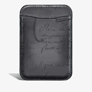 Scritto Leather Magnetic Card Holder, LIGHT ALUMINIO, hi-res