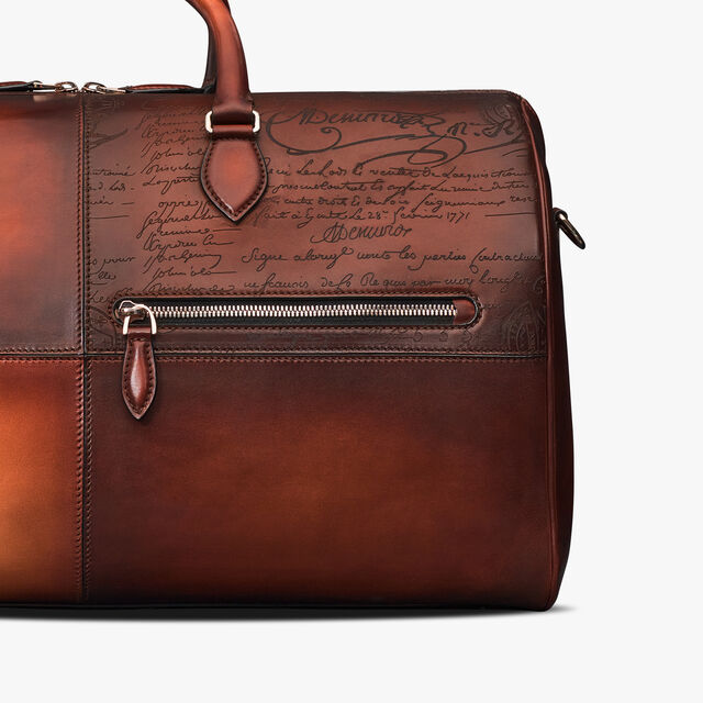 Jour Off MM Scritto Leather Travel Bag, CACAO INTENSO, hi-res 6