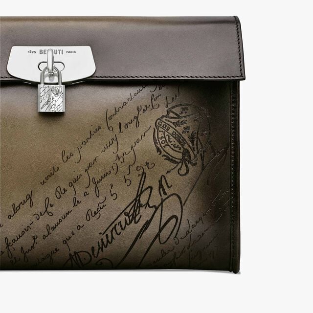 Sac Bandoulière E'Mio Messenger en Cuir Sritto, NERO LEGNO, hi-res 5