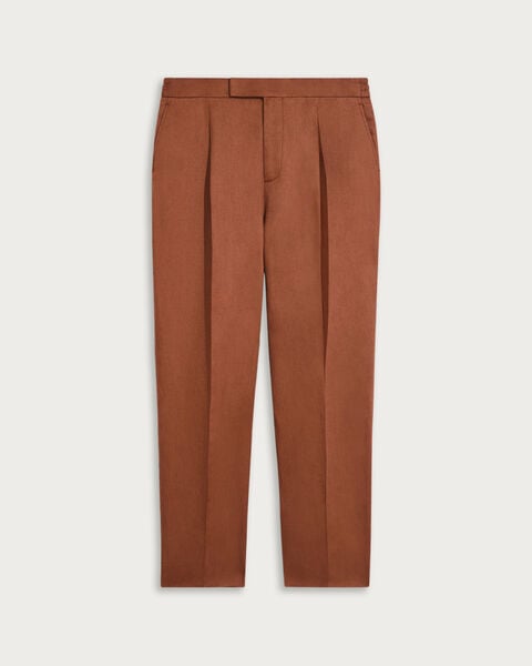 Relaxed Trousers with Leather Detail, Russet Brown, hi-res