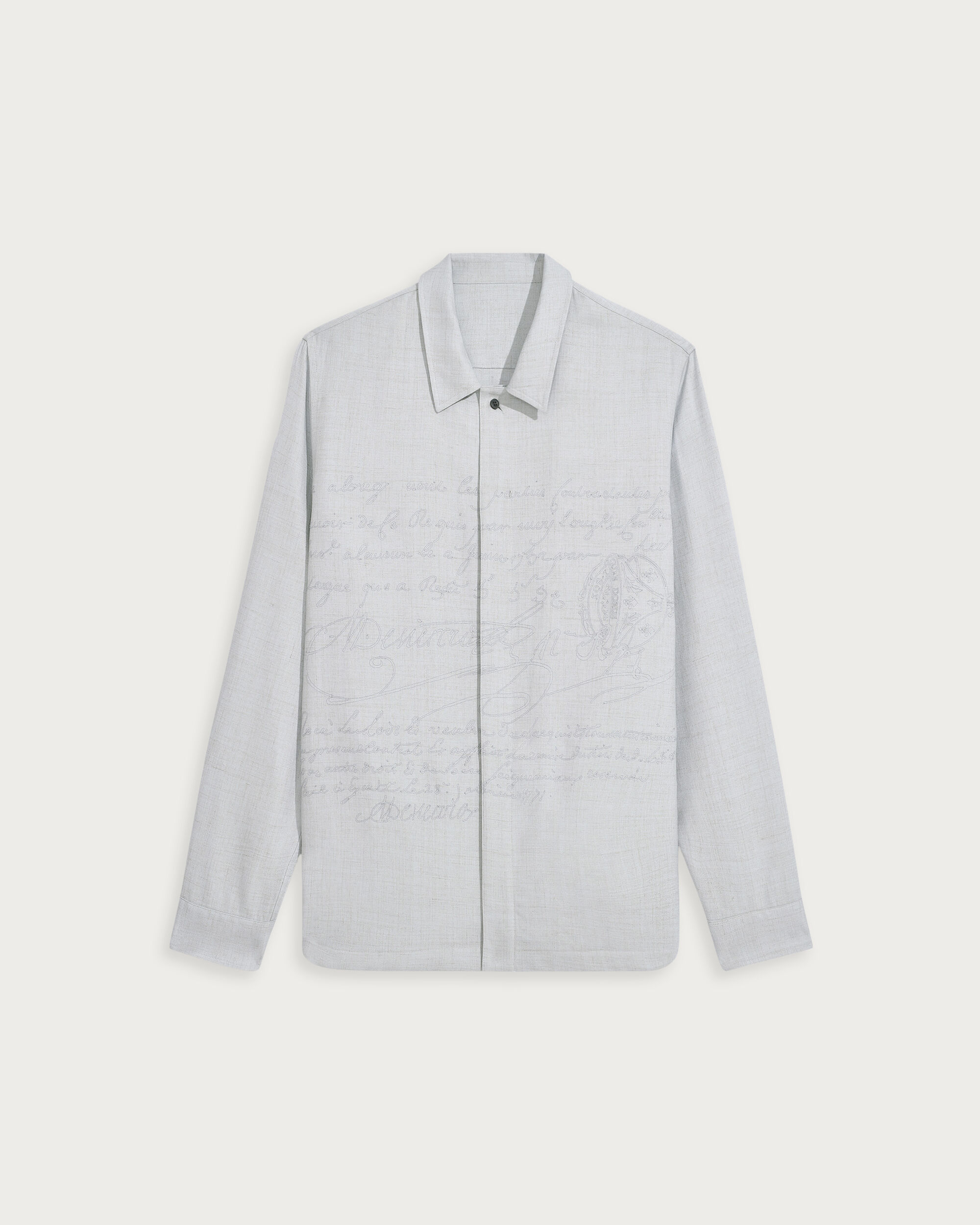 Embroidered Scritto Overshirt, Spring Blue, hi-res