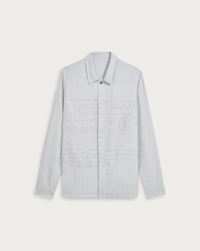 Embroidered Scritto Overshirt, Spring Blue, hi-res