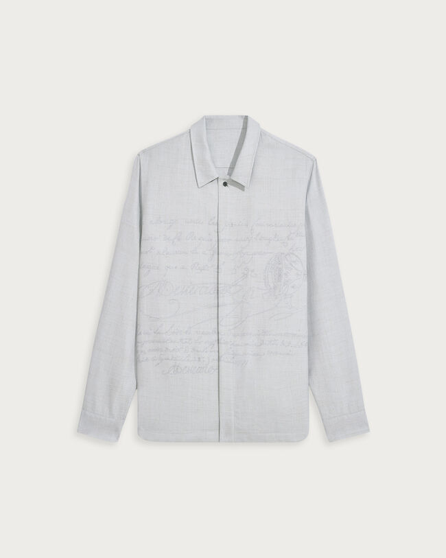 Embroidered Scritto Overshirt, Spring Blue, hi-res