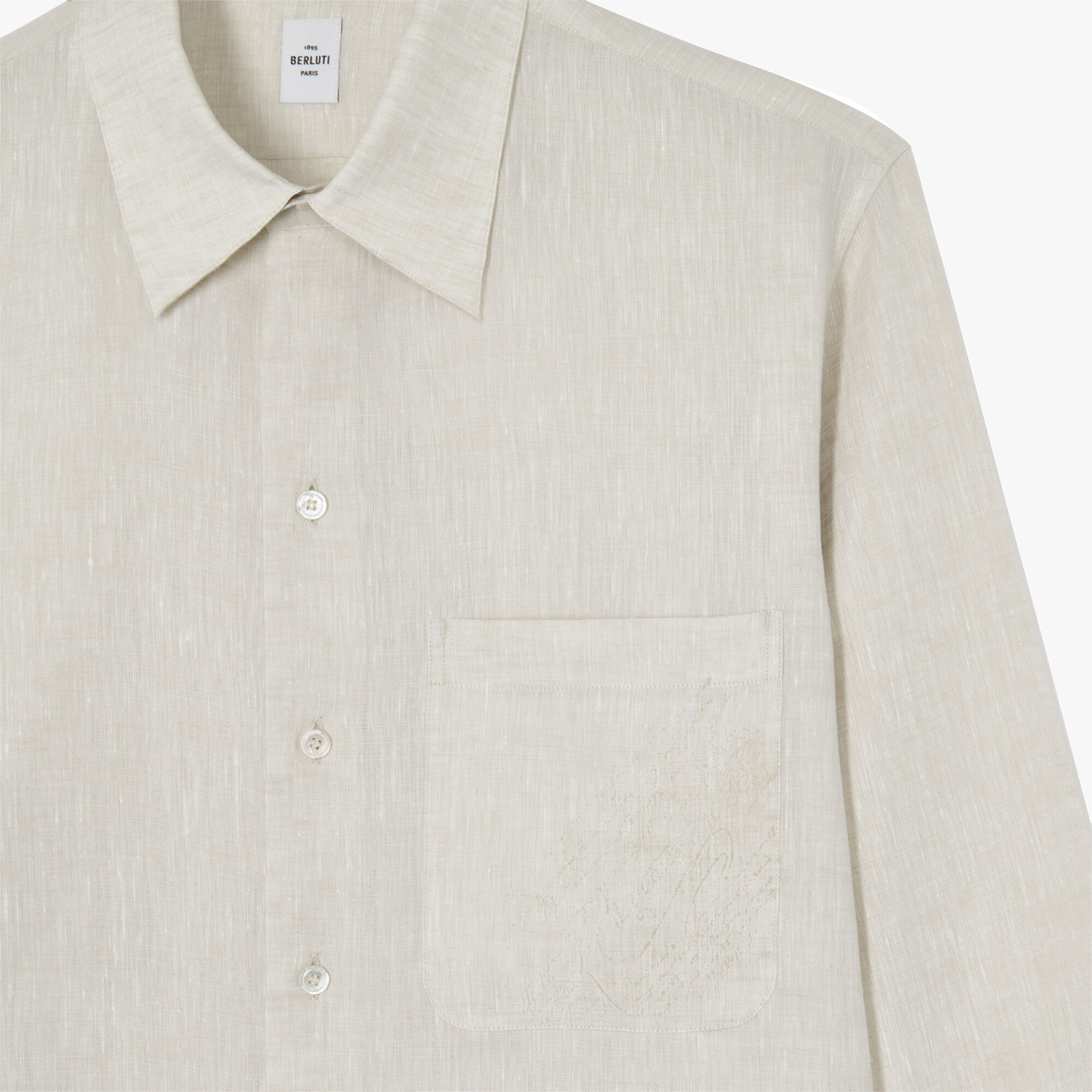 【BERLUTI】リネン スクリット 半袖 シャツ Linen Scritto Short Sleeved Vareuse | Berluti US