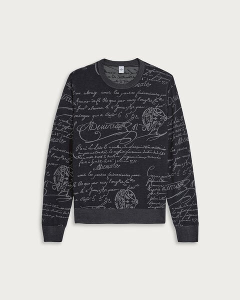 Pull &agrave; Col Rond Scritto, Navy & Grey Scritto, hi-res