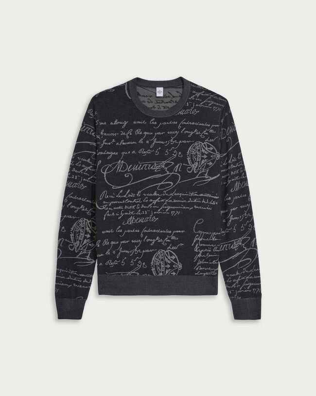 Classic Scritto Crewneck, Navy & Grey Scritto, hi-res