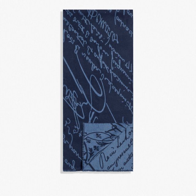 Wool Scritto Scarf, MARINE, hi-res 2
