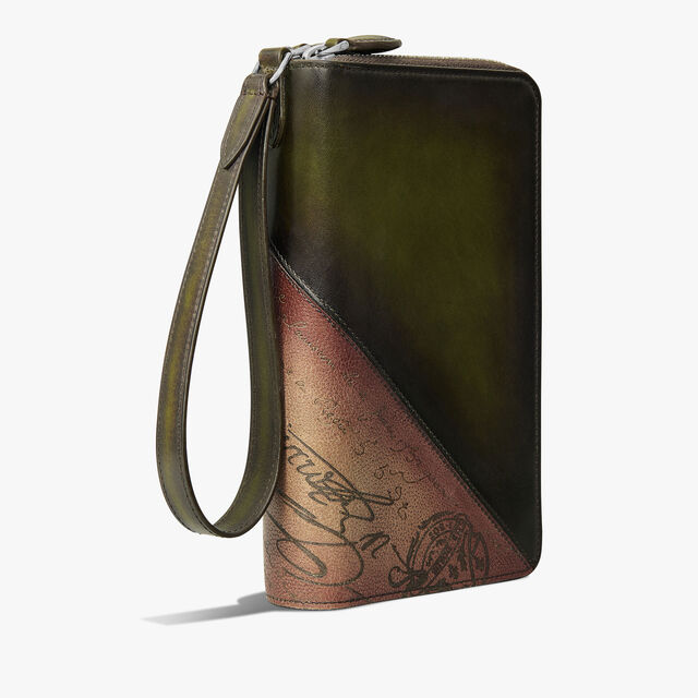 Tali Scritto Leather Long Zipped Wallet, NERO CAVIAR + SAVANA, hi-res 2
