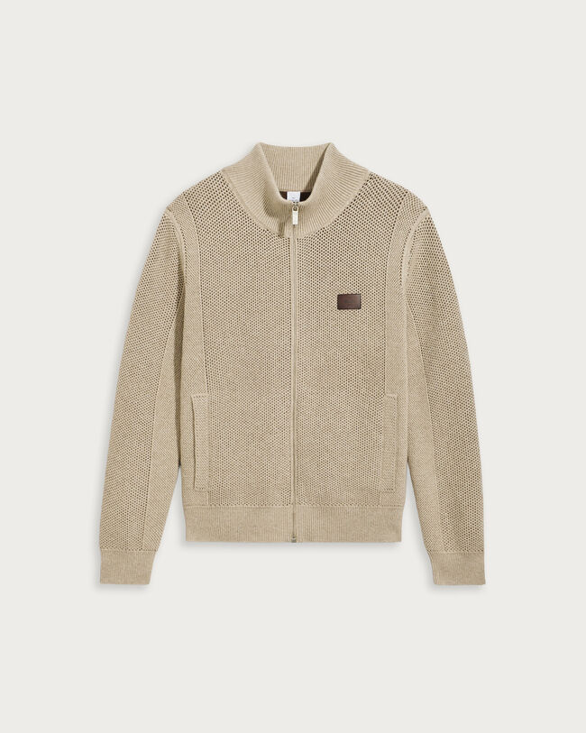 Reversible Blouson with Leather Detail, Fluffy Beige, hi-res