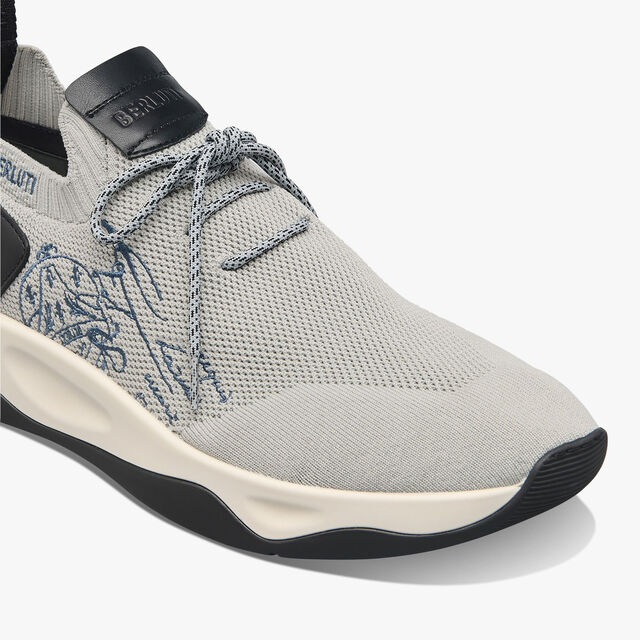 Shadow Scritto Knit And Lagoon Calf Sneaker, LIGHT GREY, hi-res 6
