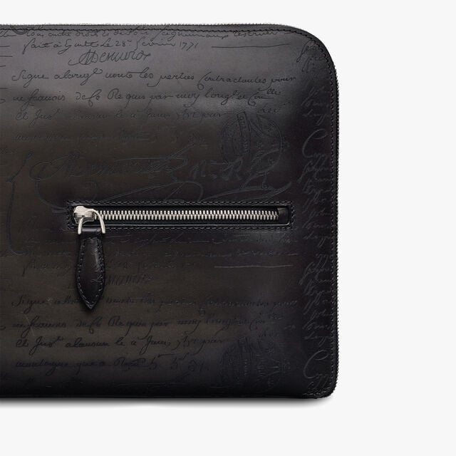 Nino Tgm Scritto Leather Clutch, NERO GRIGIO, hi-res 4