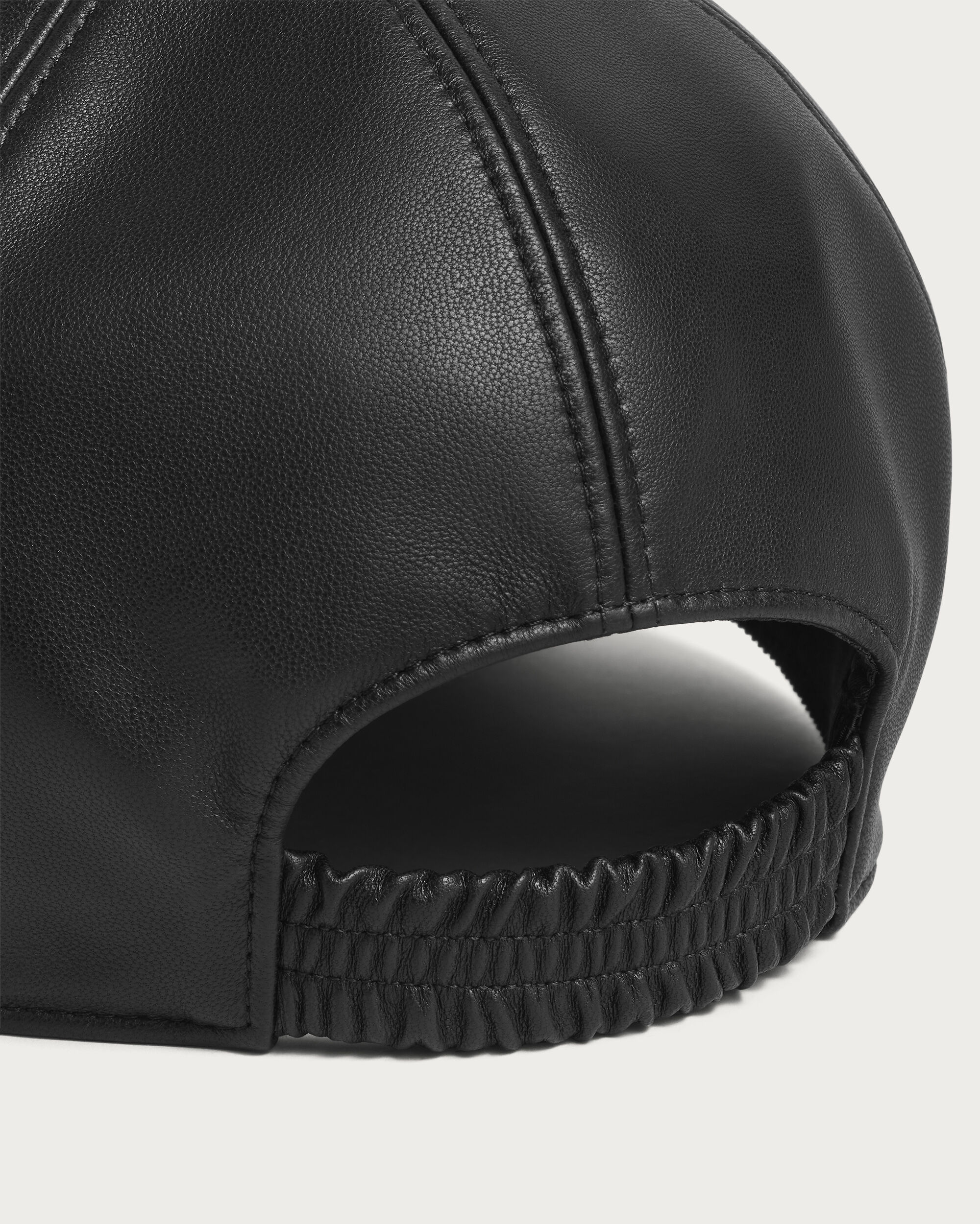 Casquette en Cuir Fly Ultral&eacute;ger avec D&eacute;tail en Cuir, Noir, Image 2