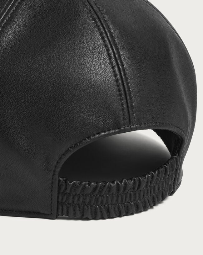 Ultralight Fly Leather Baseball Cap with Leather Detail, Noir, hi-res