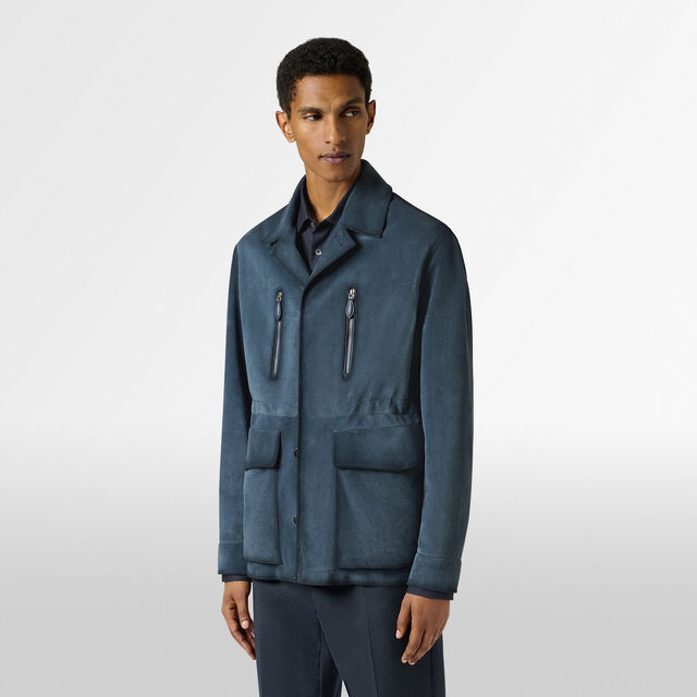 Veste en Suede Effet Patiné, DIM BLUE, hi-res 3