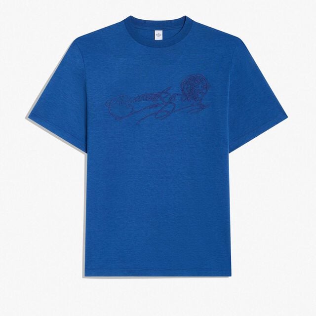 Suede Effect Scritto T-Shirt, BLUE HAWAI, hi-res 1