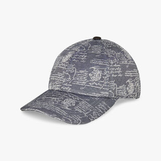 Scritto图纹丝绸帽子, BLUE GREY DUSK, hi-res