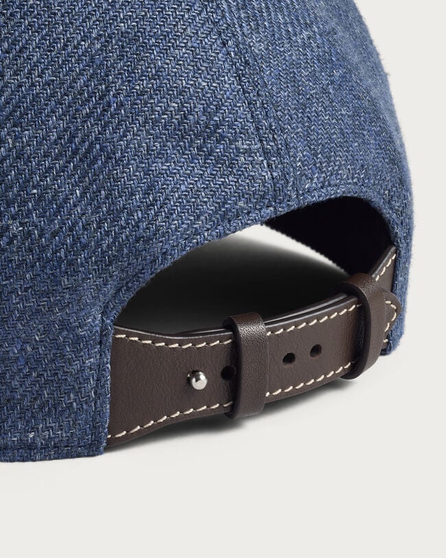 Baseball Cap with Leather Visor, Soladite Blue, hi-res