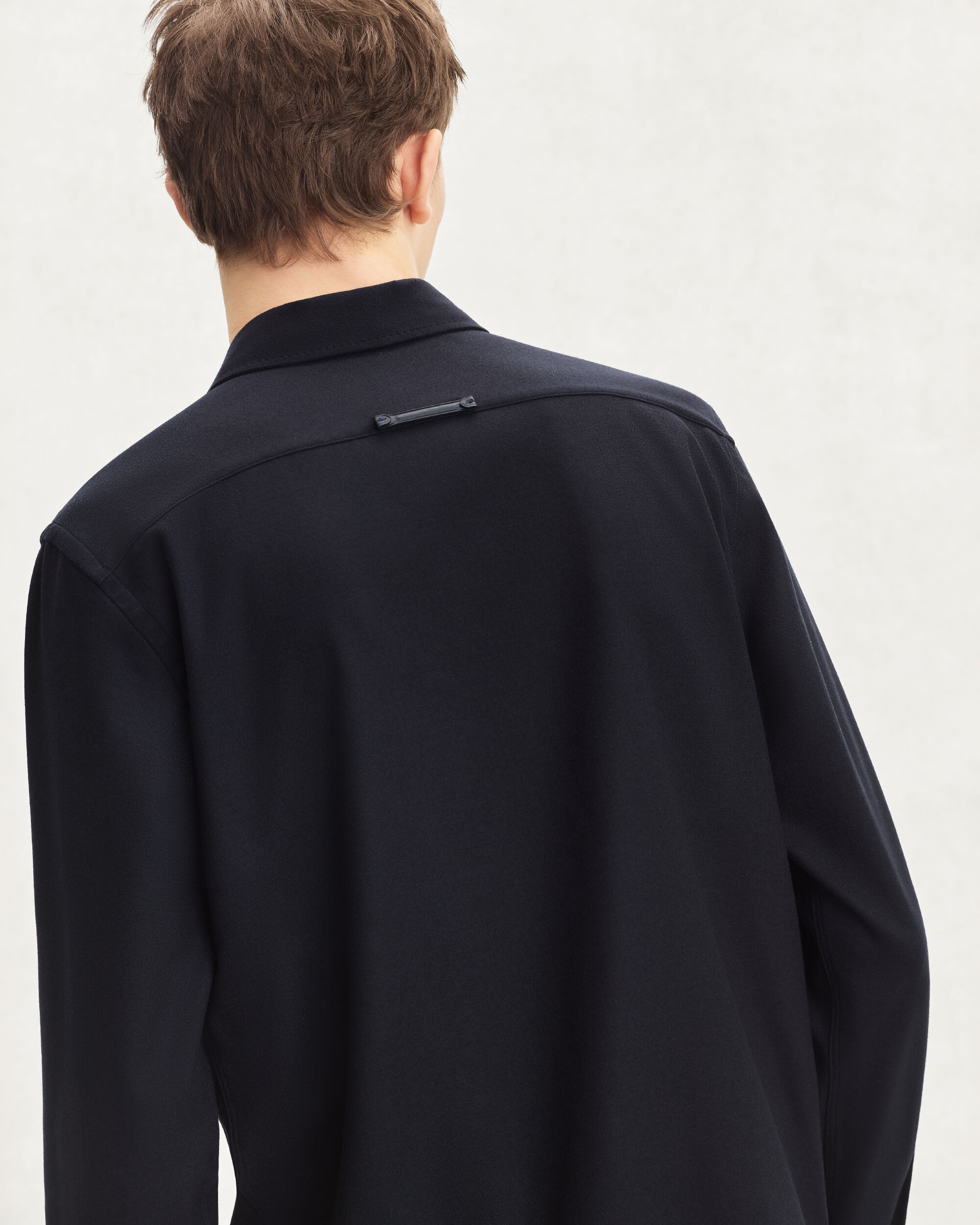 Military Shirt with Leather Detail, Midnight Blue, hi-res