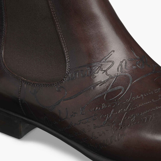 Cursive Galet Scritto Leather Boot, EBANO, hi-res 6