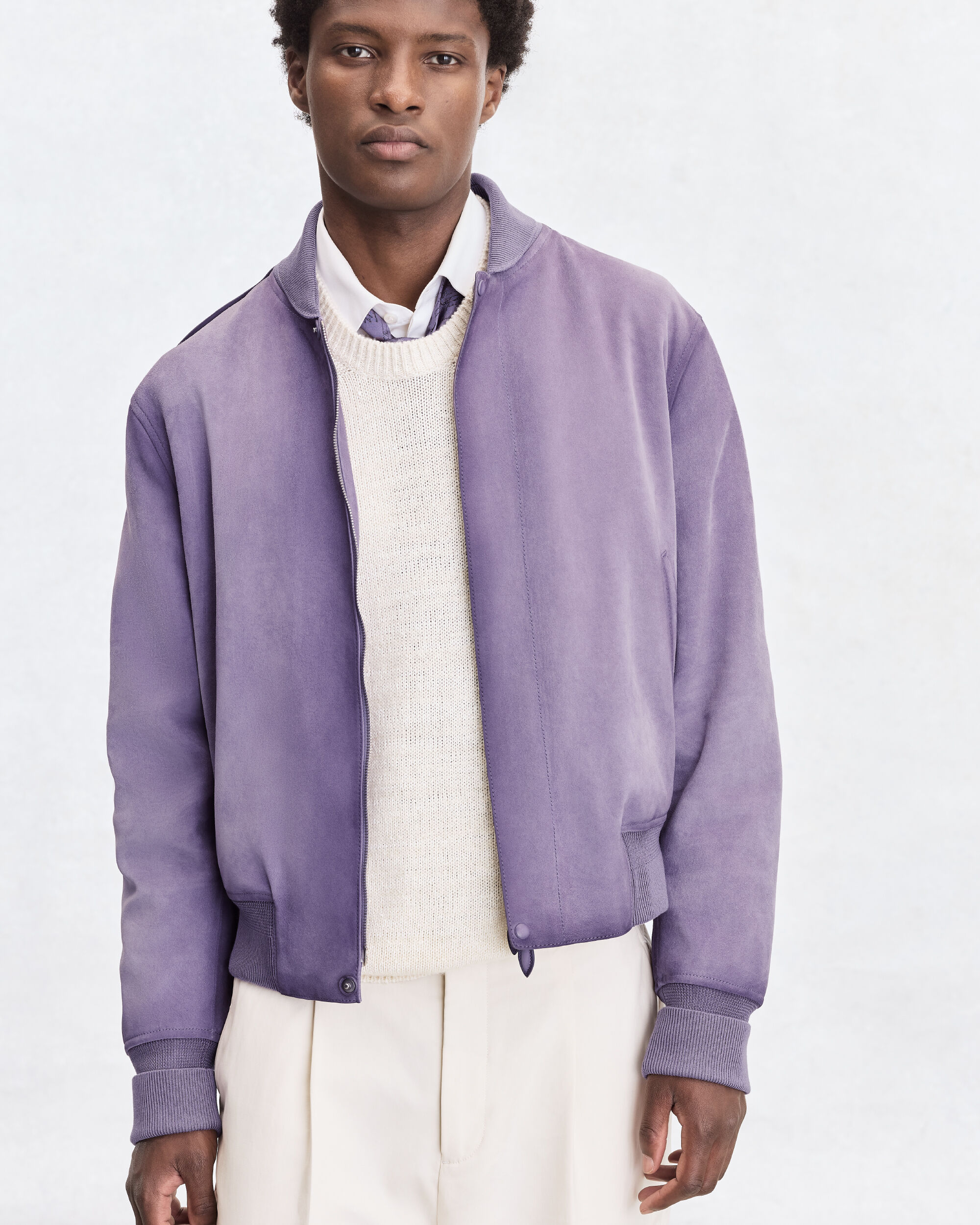 Leather Patina Bomber, Pastel Lilac, hi-res
