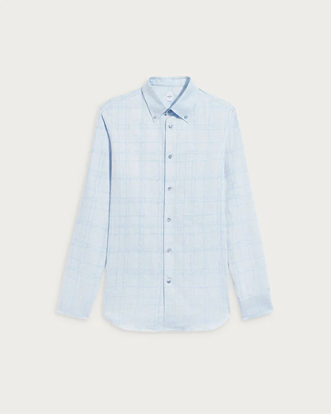 Scritto Alessandro Buttondown Shirt, Light Blue Scritto Check, hi-res