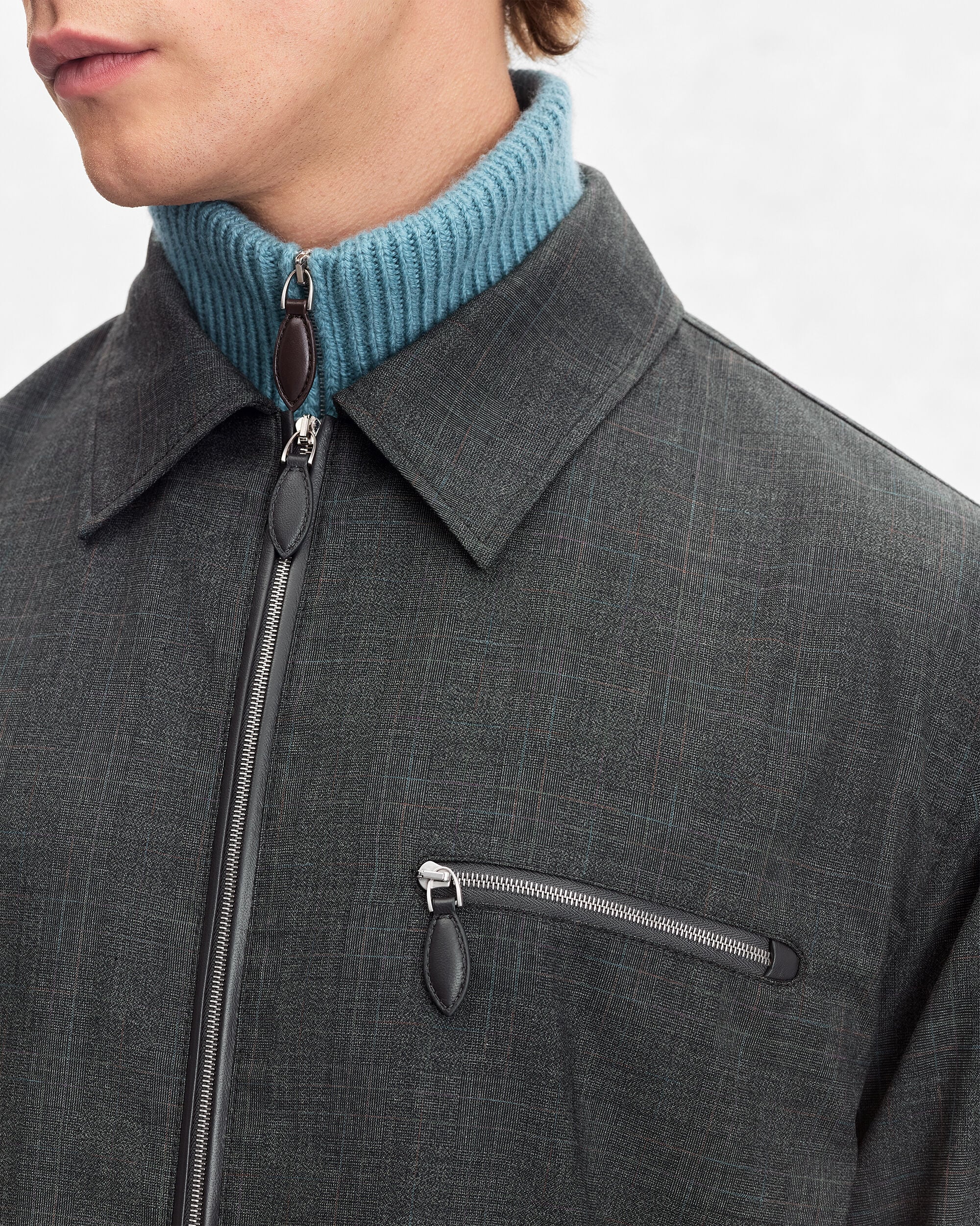 Un Jour Overshirt with Leather Zip-Pullers, Carbon Grey, hi-res