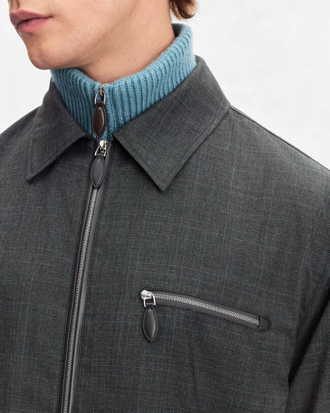 Un Jour Overshirt with Leather Zip-Pullers, Carbon Grey, hi-res