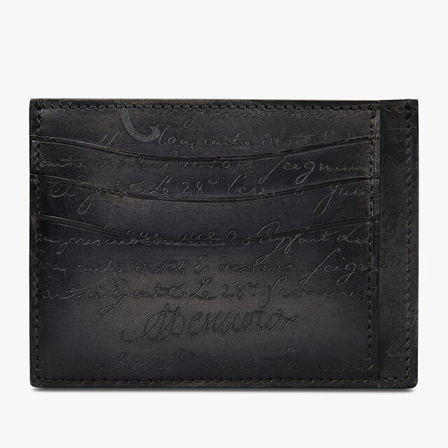 Bambou Tetris Scritto Leather Card Holder, NERO GRIGIO, hi-res 1
