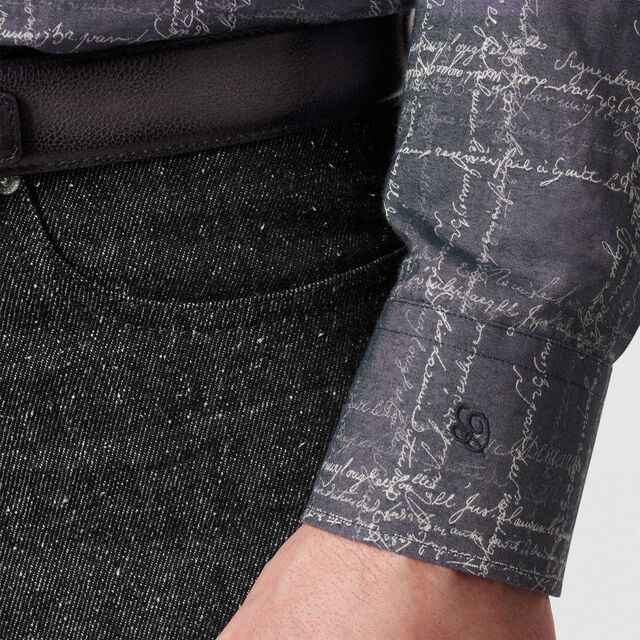 Cotton Scritto Alessandro Buttondown Shirt, INDIGO SCRITTO CHECK, hi-res 4