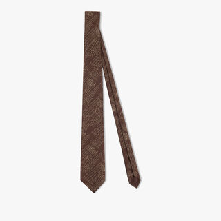 Silk Scritto Tie, EARTH BROWN, hi-res