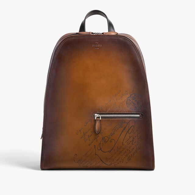 Sac A Dos Working Day En Cuir Scritto, CACAO INTENSO, hi-res 1