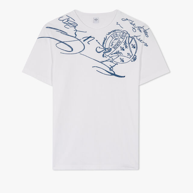 Scritto图纹刺绣T恤衫, BLANC OPTIQUE, hi-res