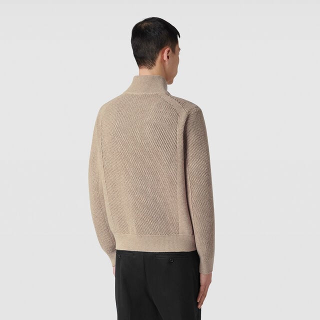 Wool & Cashmere Zip-up, FLUFFY BEIGE, hi-res 3