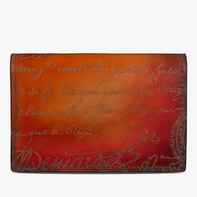 Imbuia Scritto Leather Card Holder, RED SUNSET, hi-res 1