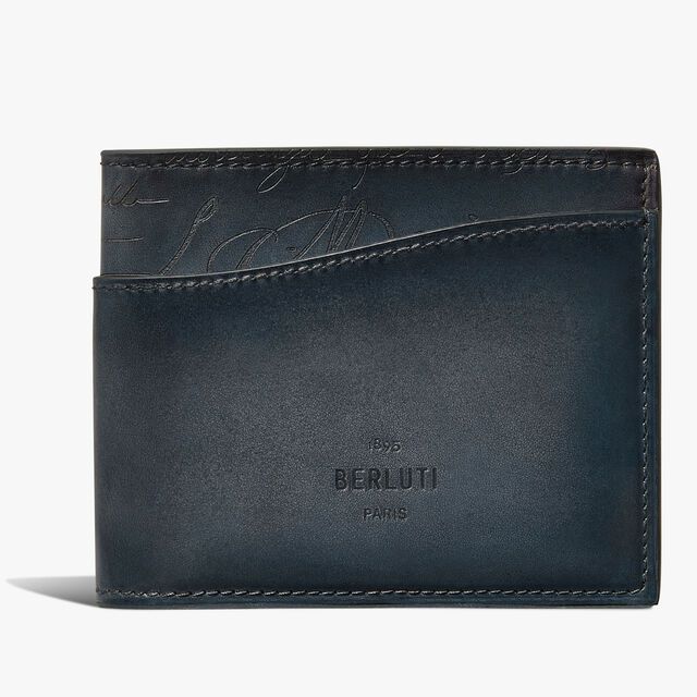 Portefeuille Compact Makore Slim En Cuir Scritto , BLU MINERALE, hi-res 1