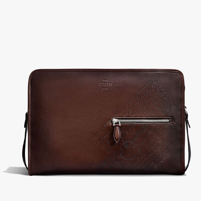 Journalier XL Scritto Leather Messenger, SOFT BROWN, hi-res 1
