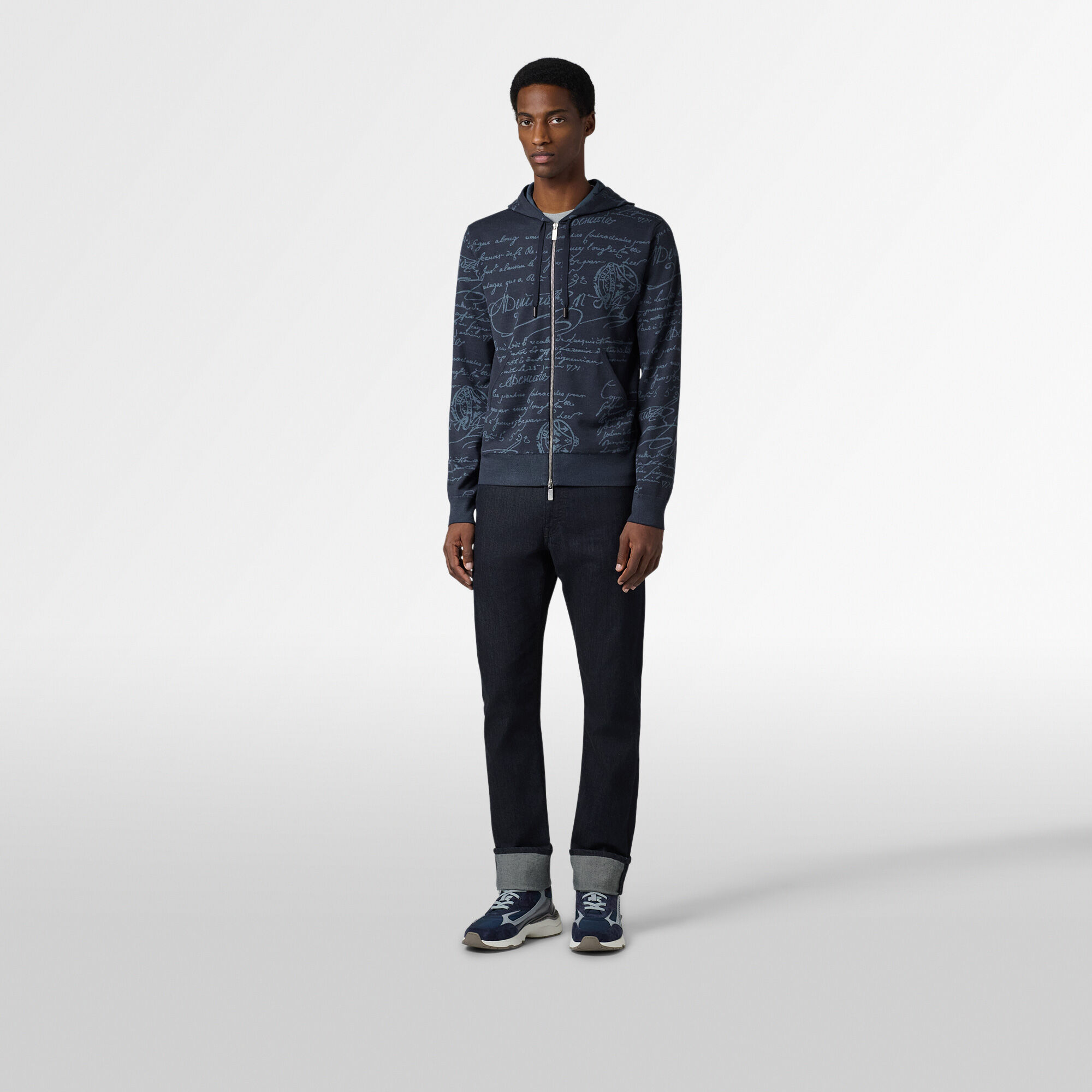 【BERLUTI】スクリット ジップ フーディ 長袖 BERLUTI】スクリット ナイロン ジップアップ パーカー (Berluti